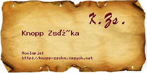 Knopp Zsóka névjegykártya